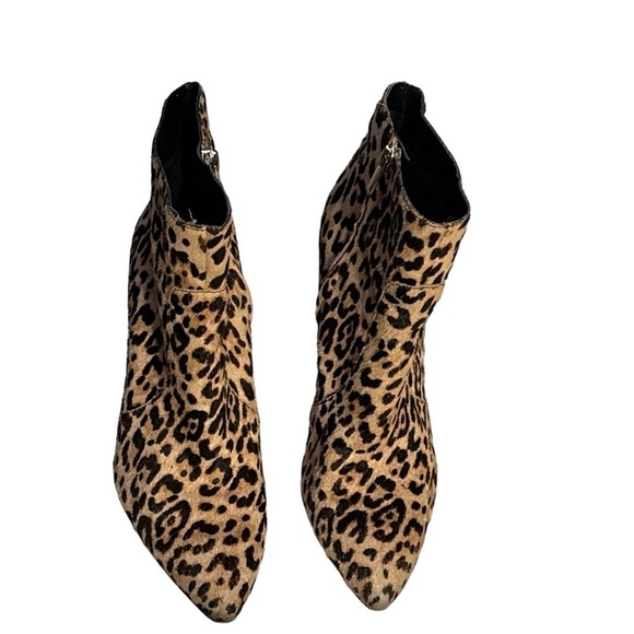 Sam Edelman Olette sand animal print leopard fur ankle boots heels Sz 8 1/2 - Picture 9 of 15